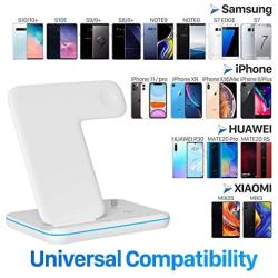 Wireless Charging Station, 3 in 1 Qi Charger for Apple Watch 1 2 3 4 5/Airpods, Wireless Charger for iPhone 11/11 Pro/11 Pro Max/XS Max/XS XR Plus Samsung S10 S9 S8 S7 and Qi-Certified Phones