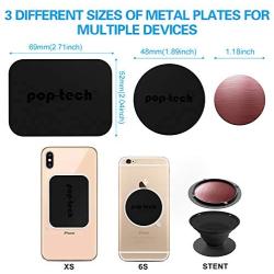 Metal Plate, Pop-Tech 6 Pack Universal Mount Metal Plate with Adhesive for Magnetic Car Mount Cell Phone Holder, 2 Rectangular and 4 Round