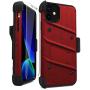 Zizo Bolt Cover - Case for iPhone 11 with Military Grade + Glass Screen Protector & Kickstand and Holster (Red/Black)