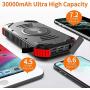 Solar Power Bank 30000mAh, Solar Charger Wireless Portable Charger 18W with 5 Outputs & Type-c Input 4 Lighting Modes Super Bright Flashlight Waterproof Phone Charger for Camping Outdoor
