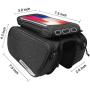 WOTOW Bike Frame Pannier Cell Phone Bag, Bicycle Front Top Tube Touchscreen Rain Proof Bag Rack Mountain Road Cycling Pack Double Pouch Mount Phone Bags for Smartphone