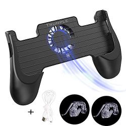Trunple PUBG Mobile Game Controller,Shooter Sensitive, Aim Trigger Controller, Ergonomic Gamepad with Cooling Fan, Portable USB Charger, Mobile Controller L1R1, Supports 4.5-6.5 Inch Smartphone （Black）
