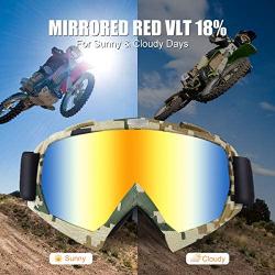 Wellovar Motorcycle Goggles,ATV Goggles Dirt Bike Ski Goggles Windproof Scratch Resistant Combat Goggles Adjustable UV Protective Safety Outdoor Glasses for Cycling, Climbing, etc