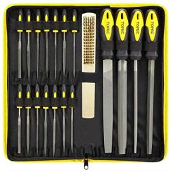 Topec 18Pcs File Set, Swiss Pattern Files, Round and Flat File Kits are Made of High Carbon-Steel, Ideal Wooden Hand Tool for Woodwork, Metal, Model & Hobby Applications