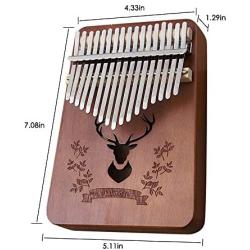 Kalimba 17 Key, Thumb Piano, Solid Finger Piano Mahogany Body, Set of 5 -Tuning hammer, Study instruction, Tune and color stickers, Portable piano bag, Packing case Butterfly pattern