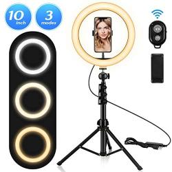 Ring Light, 10.2" Selfie Ring Light with Stand and Phone Holder, 3 Light Modes & 10 Brightness 120 Bulbs Dimmable Ring Light for YouTube Video/Makeup/Photography/Live Stream