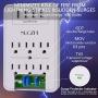 Multi Plug Outlet, Surge Protector, NUOZHI USB Wall Charger with 6-Outlet Extender and 4 USB Ports,1680 Joules, White, ETL Listed
