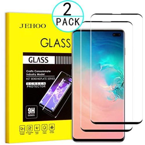 JEHOO Samsung Galaxy S10 Plus Screen Protector, [2 Pack][New Version][3D Curved][Anti-Scratch] Tempered Glass Screen Protector Suitable for Galaxy S10 Plus