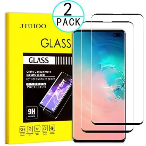 JEHOO Samsung Galaxy S10 Plus Screen Protector, [2 Pack][New Version][3D Curved][Anti-Scratch] Tempered Glass Screen Protector Suitable for Galaxy S10 Plus