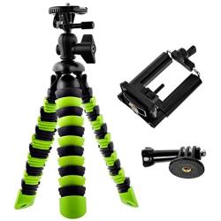 Bontend Flexible Tripod with iPhone and Smartphone Holder - A Light Camera Stand for DSLR, SLR - Free Gopro Mount