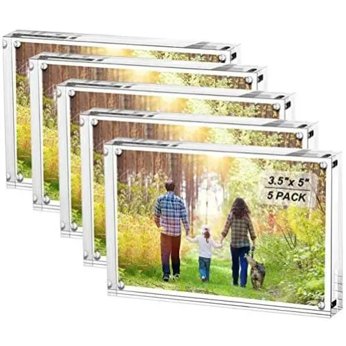 Boxalls 3.5x5 Inches Acrylic Picture Frames- 5 Pack, Desktop Frameless Photo Frames with Magnetic, Double Sided Transparent (5 Pack) Boxalls 3.5x5 Inches Acrylic Picture Frames- 5 Pack, Desktop Frameless Photo Frames with Magnetic, Double Sided Transparent (5 Pack)