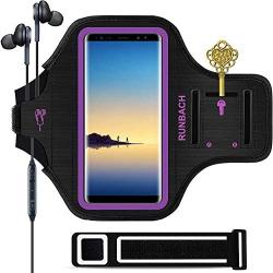 Galaxy Note 10+/9/8 Armband,RUNBACH Sweatproof Running Exercise Gym Cellphone Sportband Bag with Fingerprint Touch/Key Holder and Card Slot for Samsung Galaxy Note 10+/Note 9/Note 8(Purple)