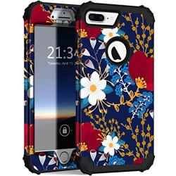 Hocase iPhone 8 Plus Case, iPhone 7 Plus Case, Heavy Duty Shockproof Protection Hard Plastic+Silicone Rubber Hybrid Protective Case for iPhone 7 Plus/iPhone 8 Plus - Creative Flowers