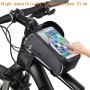 HHD Bike Phone Front Frame Bag - Waterproof Top Tube Cycling Bags Bicycle Phone Bag with Touch Screen Sun Visor Large Capacity Phone Case for Cellphone Below 6.5’’ iPhone 11 8 Plus xs max