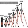 Torjim 60” Camera Tripod with Carry Bag, Lightweight Travel Aluminum Professional Tripod Stand (5kg/11lb Load) with Bluetooth Remote for DSLR SLR Cameras Compatible with iPhone & Android Phone-Orange