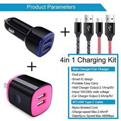 Charging Cube, Car Charger Adapter with 6ft USB Type C Fast Charging Cable Compatible for LG G8X G8 G7 Q7+ ThinQ V60 V50 V40 V35 V30 V20 Stylo 6 5 4, Samsung Galaxy A20 A50 A70 S20 S10+ S9 Note 20 10