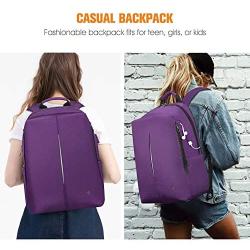 FINPAC Laptop Backpack, Casual Daypack with USB Port for Travel School Work (Purple)