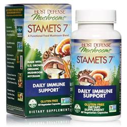 Host Defense, Stamets 7 Capsules, Daily Immune Support, Mushroom Supplement with Lion’s Mane, Reishi, Vegan, Organic, 60 Capsules (30 Servings)