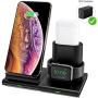 Hoidokly 3 in 1 Wireless Charger Dock Qi-Certified Charging Station for Apple Watch, AirPods, 7.5W Fast Charging Stand for iPhone 11/11 Pro Max/SE 2020/XS Max/XR/XS/X/8/8P/Samsung(Included Adapter)