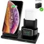 Hoidokly 3 in 1 Wireless Charger Dock Qi-Certified Charging Station for Apple Watch, AirPods, 7.5W Fast Charging Stand for iPhone 11/11 Pro Max/SE 2020/XS Max/XR/XS/X/8/8P/Samsung(Included Adapter)