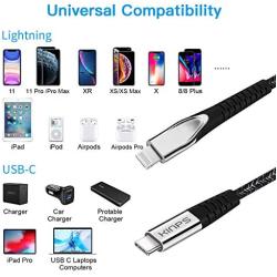 KINPS Apple MFI Certified (3ft/1m) USB C to Lightning Fast Charging Cable Compatible with iPhone 11/11Pro/11 Pro Max/X/XS/XR, Supports Power Delivery(for Use with Type C Chargers), Black Mixtures