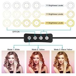 LED Dimmable Ring Light with Tripod Stand & Phone Holder for Live Stream/Makeup, 6″ Ringlight for YouTube Video, Phone Tripod, Compatible with iPhone Android