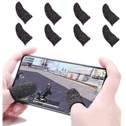 GuangTouL 8 Pcs Mobile Game Finger Sleeve Controller Finger Sleeve Compatible with PUBG Mobile Game Controller Sensitive Shoot and Aim Keys for Android iOS Joysticks PUBG Knives Out Rules of Survival