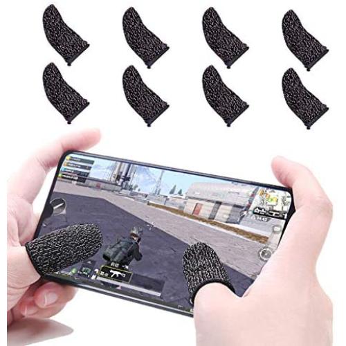 GuangTouL 8 Pcs Mobile Game Finger Sleeve Controller Finger Sleeve Compatible with PUBG Mobile Game Controller Sensitive Shoot and Aim Keys for Android iOS Joysticks PUBG Knives Out Rules of Survival