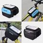 JHM Bike Frame Bag, Bicycle Phone Holder, Waterproof Cycling Front Top Tube Pouch Bike Frame Phone Mount Crossbar Storage Bags for Phone Smartphones Below 6.0