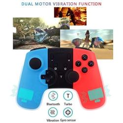 Wireless Controller for Nintendo Switch, Remote Switch Pro Controller Gamepad Joystick for Nintendo Switch Console, Adjustable Turbo Dual Shock Gyro 6-Axis(Red + Blue)