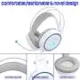 Dland Gaming Headset with Mic and Changeable LED Light for Laptop,Computer, Cellphone, PS4 and Xbox, 3.5mm Wired Noise Isolations Gaming Headphones with Volume Control-White Dland Gaming Headset with Mic and Changeable LED Light for Laptop,Computer, Cellphone, PS4 and Xbox, 3.5mm Wired Noise Isolations Gaming Headphones with Volume Control-White