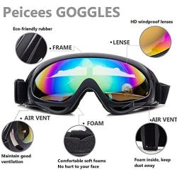 Peicees 2/4 Pack Ski Goggles Winter Snowboard Adjustable UV 400 Protective Motorcycle Snow Goggles Outdoor Sports Tactical Glasses Dustproof Military Sunglasses for Kids Boys Girls Youth Men Women