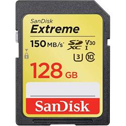 SanDisk 128GB Extreme SDXC UHS-I Card - C10, U3, V30, 4K UHD, SD Card - SDSDXV5-128G-GNCIN