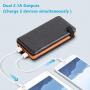 Tranmix Solar Charger 25000mAh Portable Power Bank with 4 Solar Panels 6W Power Phone Charger for Smart Phones, Tablets and Outdoor Waterproof