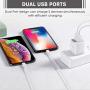 Power-7 USB Wall Charger, 5-Pack 2.1A/5V Dual Port USB Cube Power Adapter Charger Plug Charging Block Compatible with iPhone 11/Xs Max/XR/X/8/8 Plus/7/6S/6 Plus, Samsung, LG, Moto, Android Cell Phones