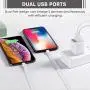 Power-7 USB Wall Charger, 2-Pack 2.1A/5V Dual Port USB Plug Power Adapter Charging Block Cube Compatible with iPhone 11/Xs Max/XR/X, 8/7/6S/6 Plus/5S, Samsung, LG, Moto, Kindle, Android Phones