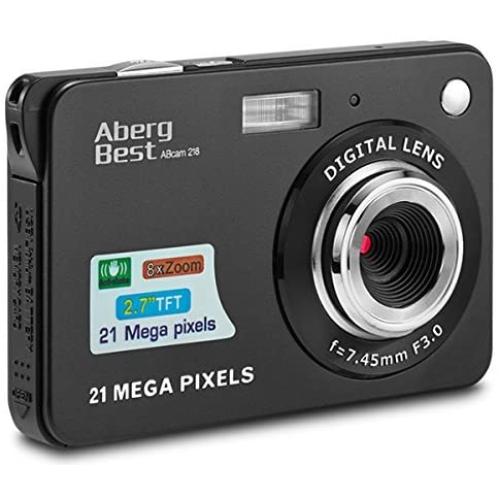 AbergBest 21 Mega Pixels 2.7" LCD Rechargeable HD Digital Camera,Video camera Digital Students cameras,Indoor Outdoor for Adult/Seniors/Kids (Black)