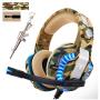 Camo Pro Stereo Gaming Headset for PS4 Xbox One PC, All-Cover Over Ear Headphones Deep Bass Surround Sound with360° Noise Canceling Mic & LED Light for Nintendo Switch Mac Laptop (Camouflage)