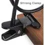 Agoz Cell Phone Clip Holder Gooseneck Clamp Lazy Mount Flexible Bracket Mobile Stand for Bed Office Kitchen Apple iPhone XS Max,11, XR,X,8 Plus,7, Samsung Galaxy S10 Note 9 8 S9 S8, LG Stylo 4 (Black)