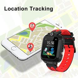 Kids Smart Watch Waterproof with GPS Tracker Phone Smartwatch SOS Game Voice Chat 1.44 Touch Screen for Boys Girls Birthday Gift (Red)