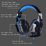 G2000 Stereo Gaming Headset for PS4 Xbox One, Bass Over-Ear Headphones with Mic, LED Lights and Volume Control for Laptop, PC, Mac, iPad, Computer, Smartphones, Blue(Blue)