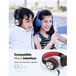 Mpow CH6 Pro Kids Headphones Over-Ear with Microphone and Volume Limited 85dB/94dB, Wired Headphone for Teens Girls Boys, HD Stereo Headset w/Sharing Function, Foldable Headset for School/PC/Cellphone