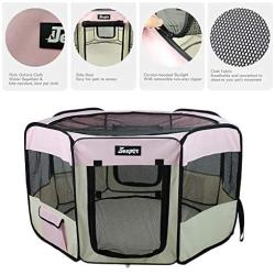 JESPET Pet Dog Playpens 36", 45" & 61" Portable Soft Dog Exercise Pen Kennel with Carry Bag for Puppy Cats Kittens Rabbits, Indoor/Outdoor Use