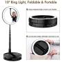 Portable Ring Light with Stand and Phone Holder, 10 inch Dimmable Live Light, 3 Color Modes and 10 Brightness, USB Powered, for Live Streaming, Makeup, Selfie