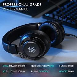 Gaming Headset for PS4,PC,Xbox One Controller,Noise Cancelling Over-Ear Headphones with Detachable mic,7.1 Virtual Surround,