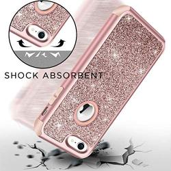 iPhone 8 Case, iPhone 7 Case, Hython Heavy Duty Full-Body Defender Protective Case Bling Glitter Sparkle Hard Shell Armor Hybrid Shockproof Rubber Bumper Cover for iPhone 7 and iPhone 8, Rose Gold
