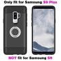 Samsung Galaxy S9 Plus Cell Phone Case with Friendly Tempered Glass Screen Protector Accessories Magnetic Ring Holder Stand Kickstand Protective Cover for Glaxay S9plus S9+ 9S Edge S 9 9plus Women Men