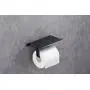 KTY Wall Mount Toilet Paper Holder, SUS304 Stainless Steel Bathroom Tissue Holder with Mobile Phone Storage Shelf, Black Finish