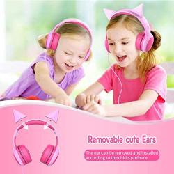 gorsun Kids Headphones with Limited Volume, Children Headphone Over Ear, Kids Headphones for Boys and Girls, Wired Headset for Children-Pink