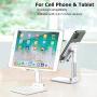 Adjustable Cell Phone Stand, Foldable Desktop Cell Phone Holder Cradle Dock Holder, Phone Stand for iPhone and All Smart Phones and Tablets(White)